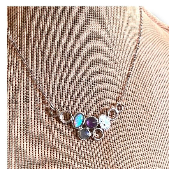 Silpada Sterling Silver 925 Necklace Roman Glass Amethyst Opal Labradorite Rare - Picture 15 of 16